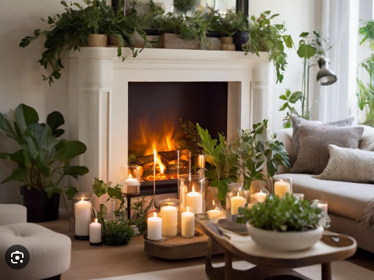 Living modern cu semineu electric